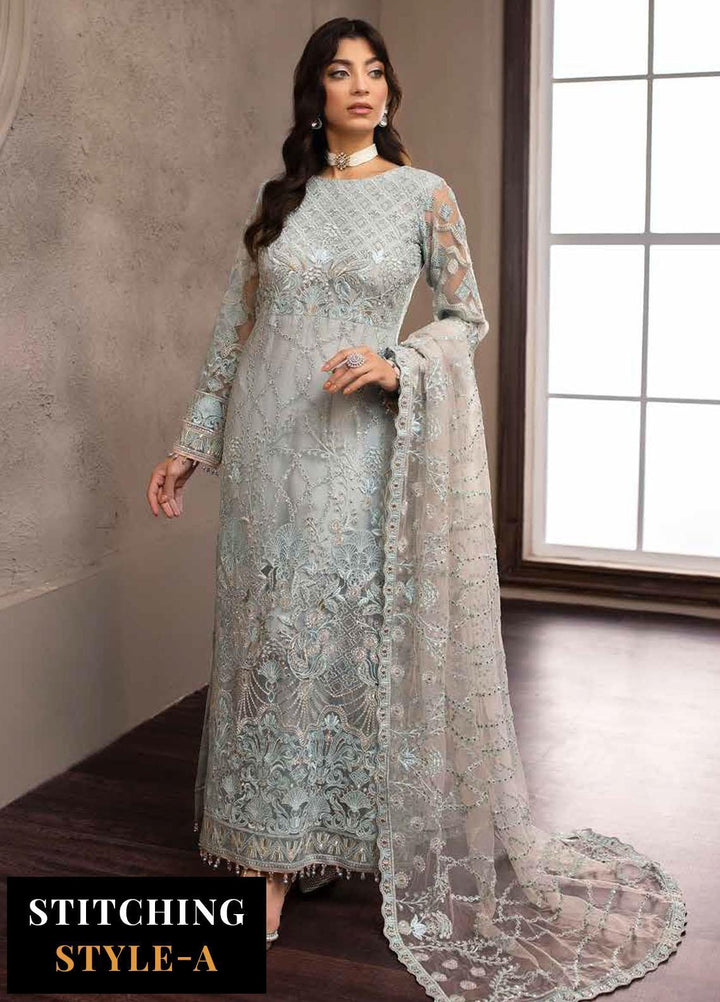 Avalanche By Flossie Embroidered Net Suits Unstitched 3 Piece FS23ACH D-03 Crystalline - Festive Collection