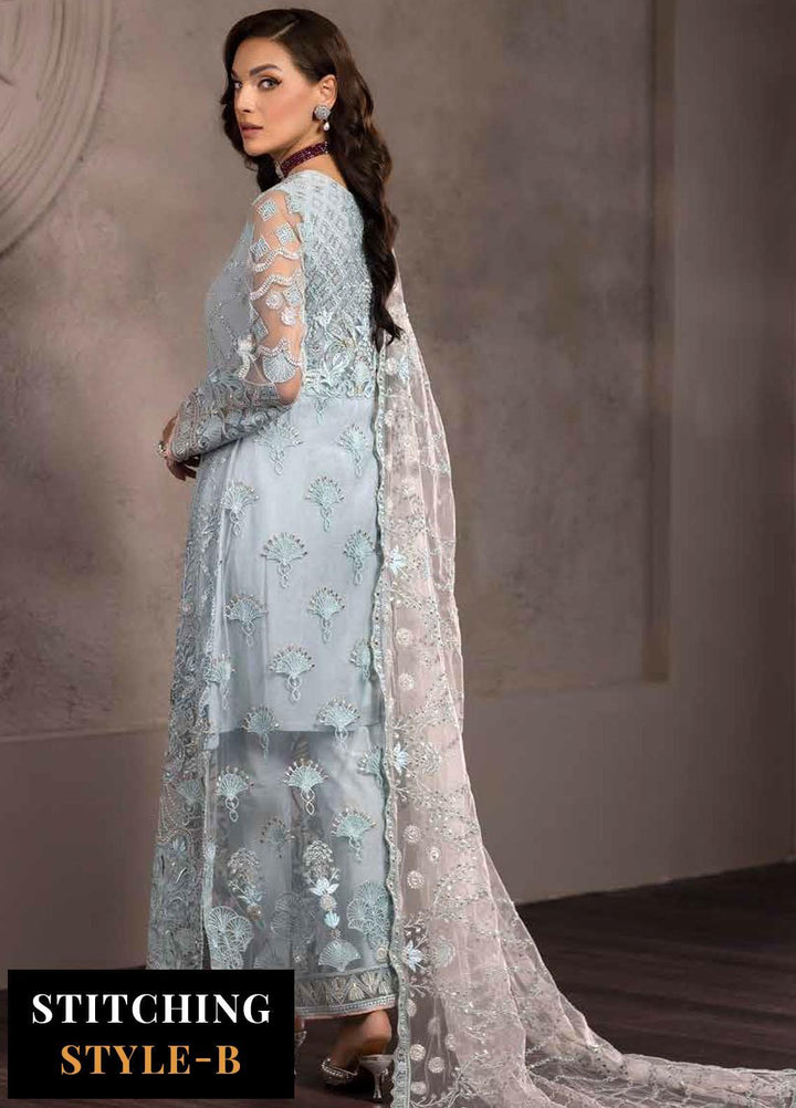 Avalanche By Flossie Embroidered Net Suits Unstitched 3 Piece FS23ACH D-03 Crystalline - Festive Collection