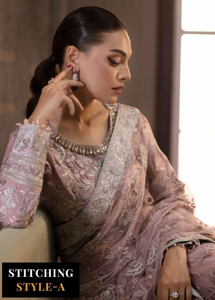 Avalanche By Flossie Embroidered Net Suits Unstitched 3 Piece FS23ACH D-04 Blush Frost - Festive Collection