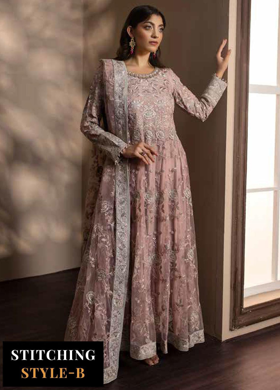 Avalanche By Flossie Embroidered Net Suits Unstitched 3 Piece FS23ACH D-04 Blush Frost - Festive Collection