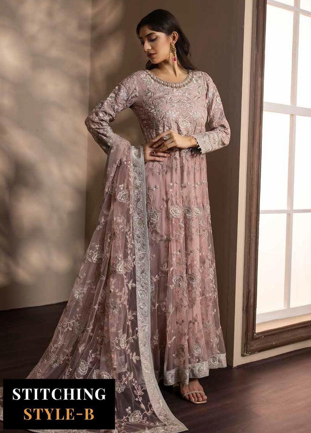 Avalanche By Flossie Embroidered Net Suits Unstitched 3 Piece FS23ACH D-04 Blush Frost - Festive Collection