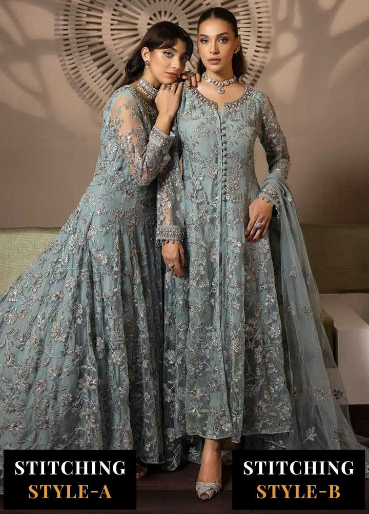 Avalanche By Flossie Embroidered Net Suits Unstitched 3 Piece FS23ACH D-05 Winter Mint - Festive Collection