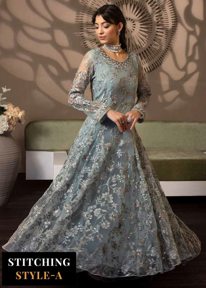 Avalanche By Flossie Embroidered Net Suits Unstitched 3 Piece FS23ACH D-05 Winter Mint - Festive Collection