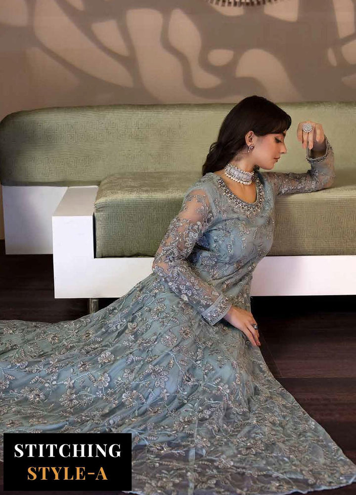 Avalanche By Flossie Embroidered Net Suits Unstitched 3 Piece FS23ACH D-05 Winter Mint - Festive Collection