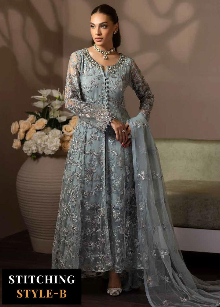 Avalanche By Flossie Embroidered Net Suits Unstitched 3 Piece FS23ACH D-05 Winter Mint - Festive Collection