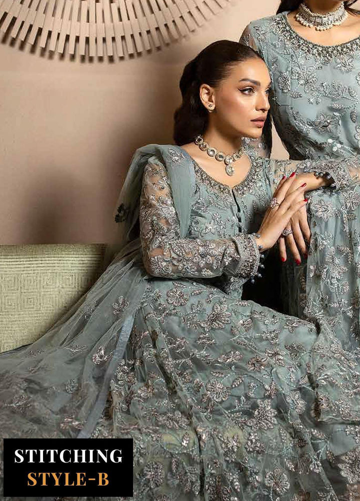 Avalanche By Flossie Embroidered Net Suits Unstitched 3 Piece FS23ACH D-05 Winter Mint - Festive Collection