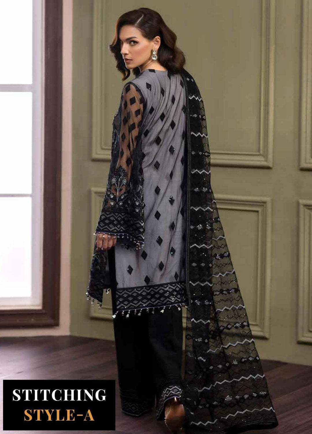 Avalanche By Flossie Embroidered Net Suits Unstitched 3 Piece FS23ACH D-06 Mistral - Festive Collection