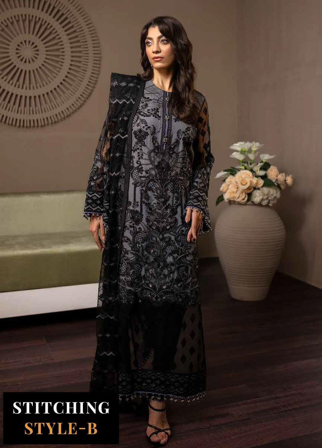 Avalanche By Flossie Embroidered Net Suits Unstitched 3 Piece FS23ACH D-06 Mistral - Festive Collection