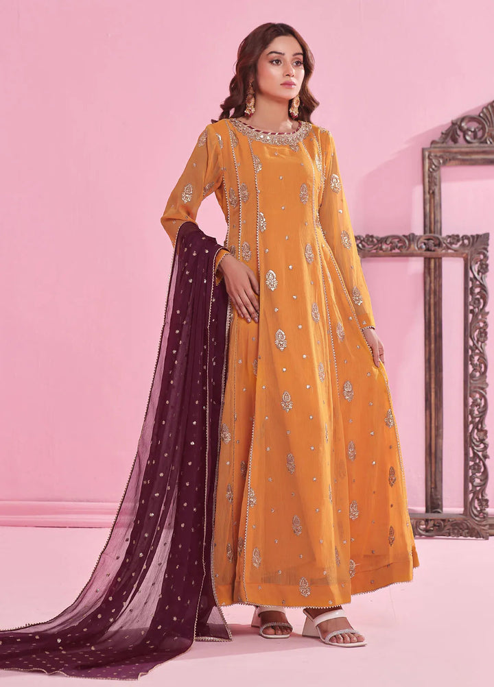 Ayesha Closet Pret Embroidered Chiffon 3 Piece Suit Gulnaar Mustard