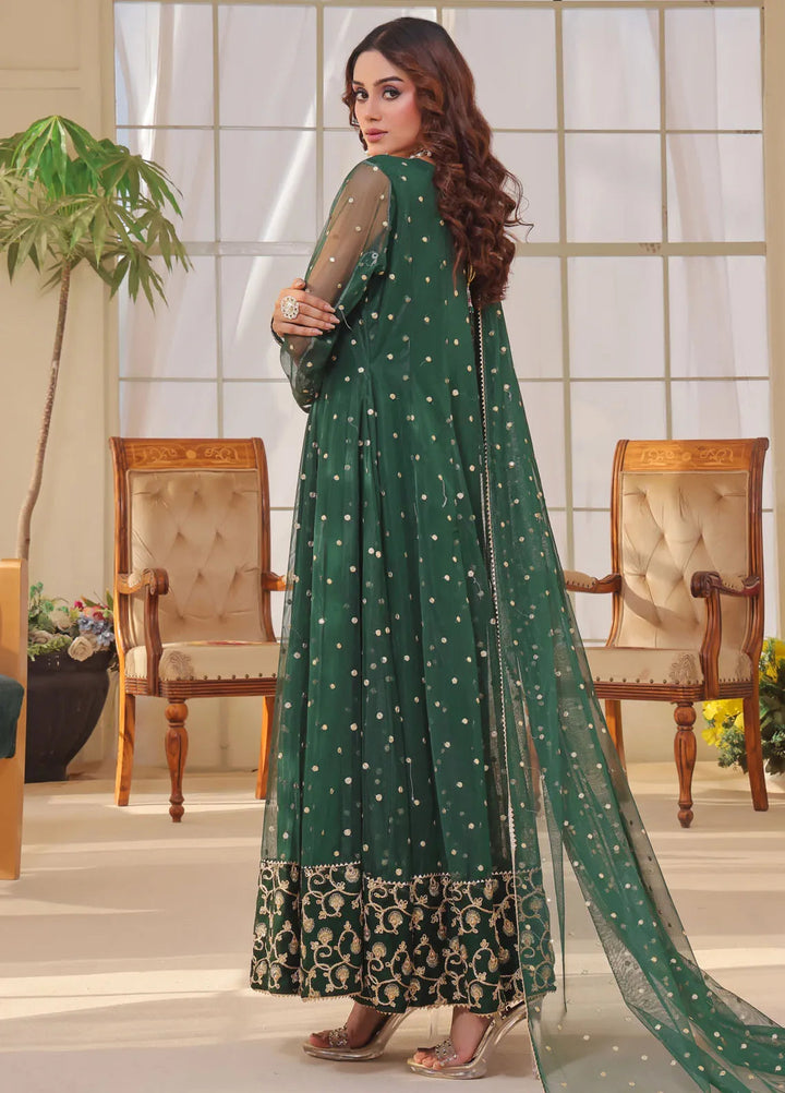 Ayesha Closet Pret Embroidered Chiffon 3 Piece Suit Jashan Bottle Green