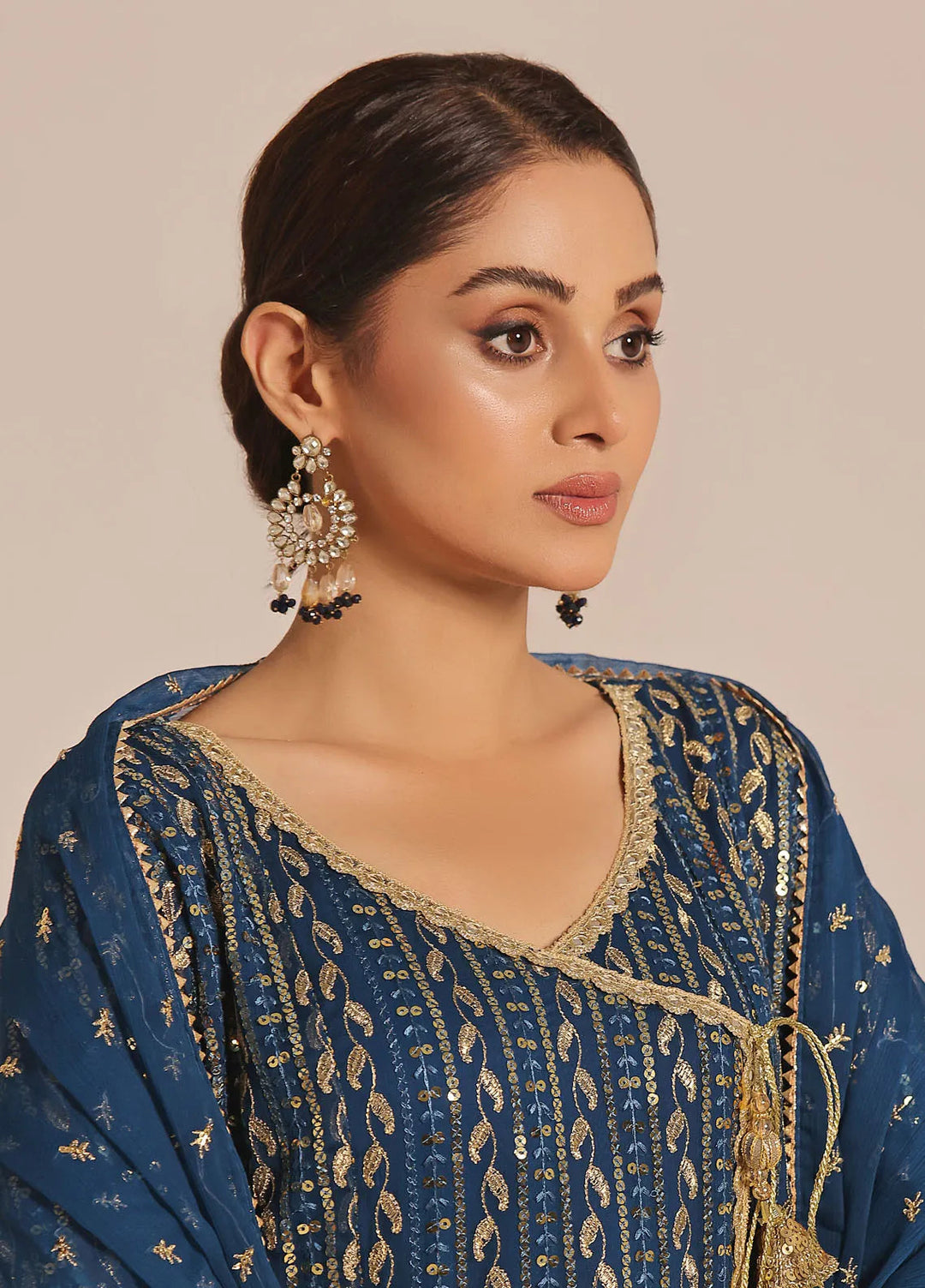 Ayesha Closet Pret Embroidered Chiffon 3 Piece Suit Resham Blue Vibes