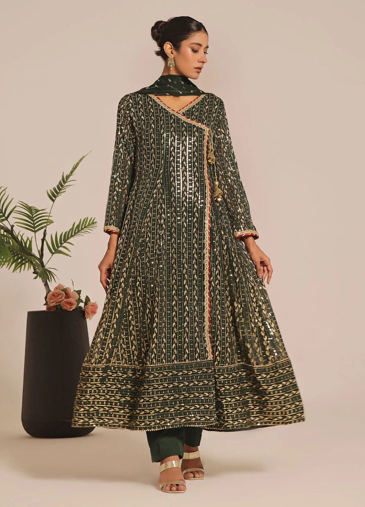 Ayesha Closet Pret Embroidered Chiffon 3 Piece Suit Resham Green