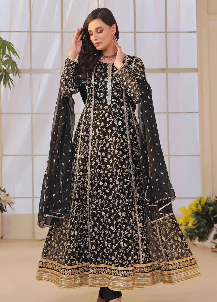 Ayesha Closet Pret Embroidered Chiffon 3 Piece Suit Sara Black