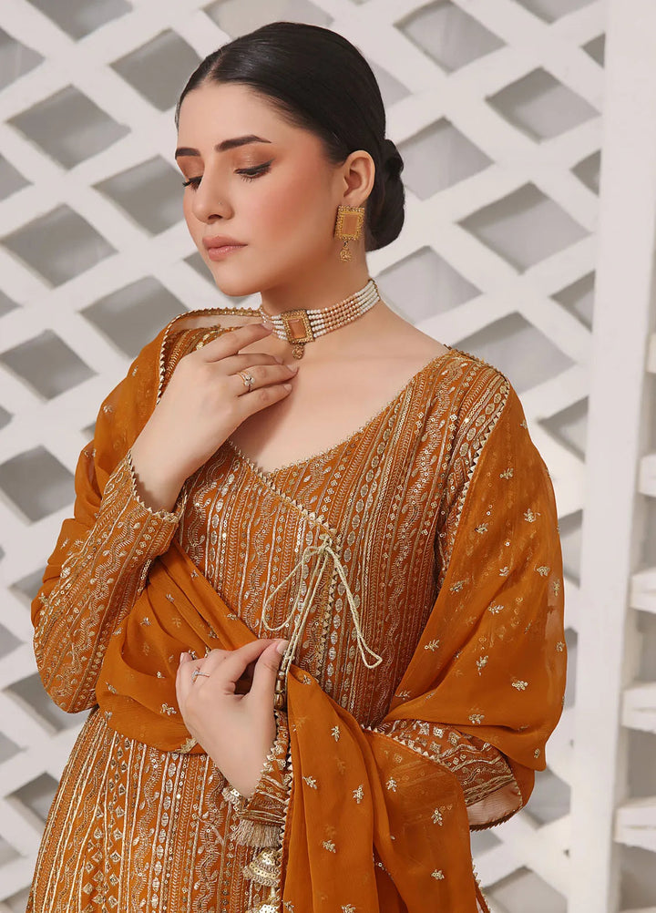 Ayesha Closet Pret Embroidered Chiffon 3 Piece Suit Zulaikha Mustard