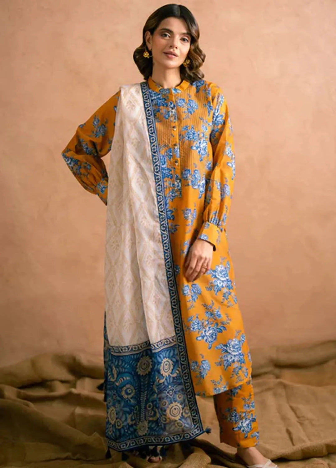 Ayla Studio Printed Munar Dupatta Lime White - Dupatta Collection
