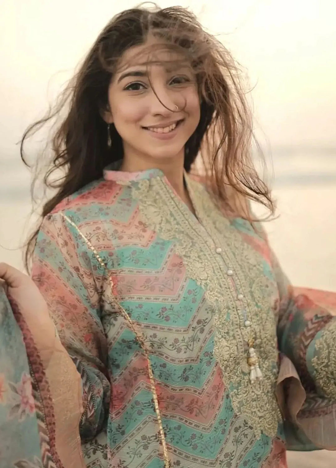 Ayla Studio Pret Embroidered Organza 3 Piece Suit KH-002 Aquamarine