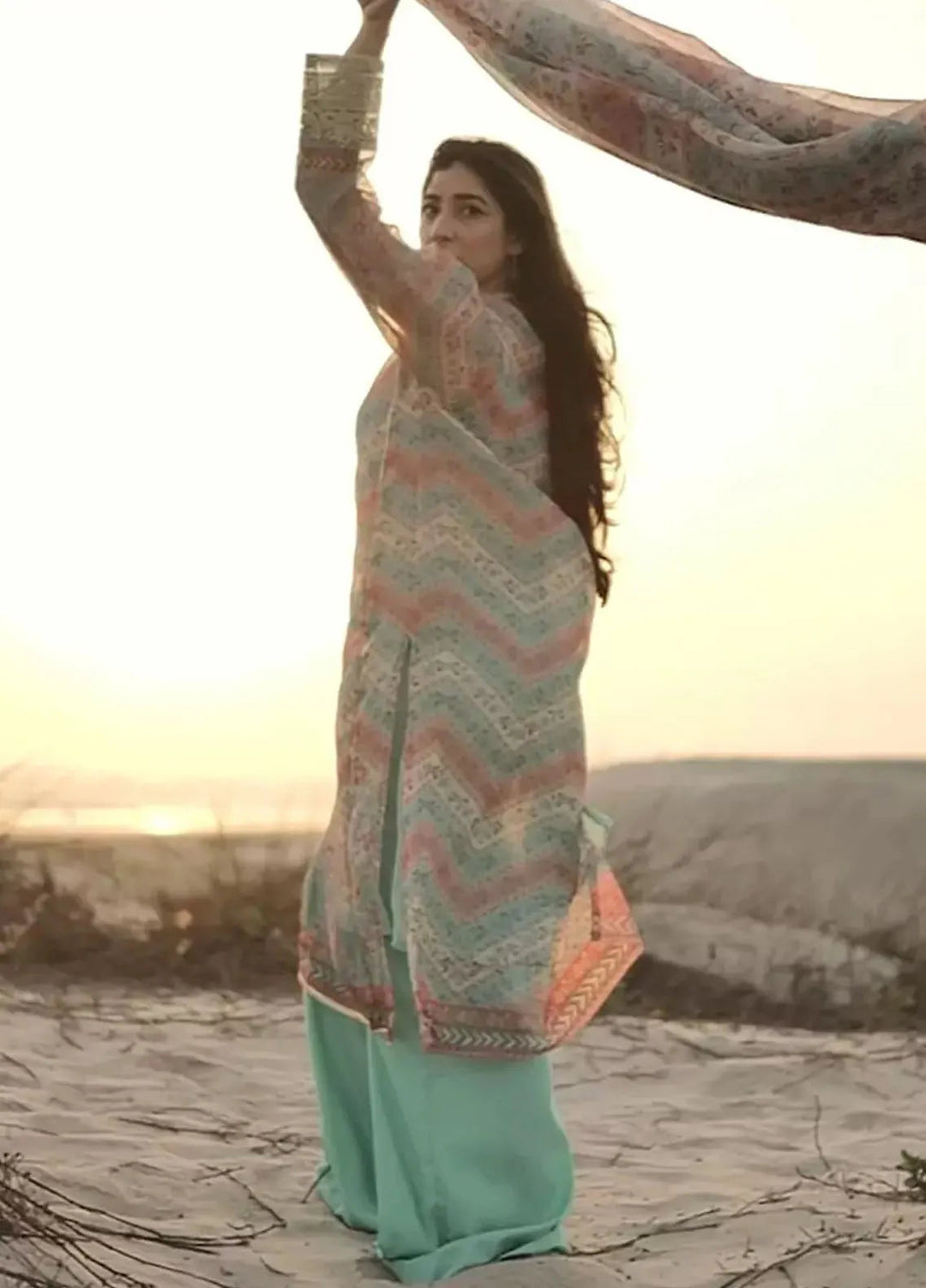 Ayla Studio Pret Embroidered Organza 3 Piece Suit KH-002 Aquamarine