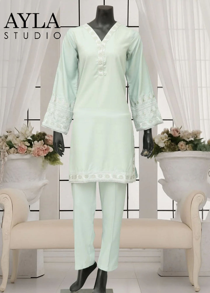 Ayla Studio Pret Embroidered Wash N Wear 2 Piece Suit Hareem