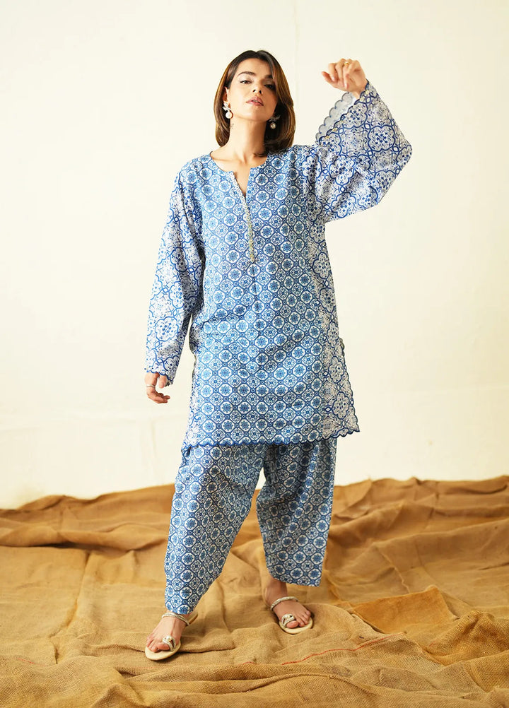 Ayla Studio Pret Printed Poly Viscose 2 Piece Suit PES240104 Spanish Mosaic