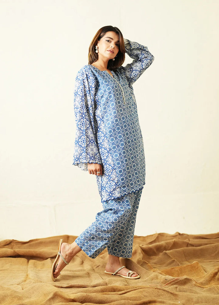 Ayla Studio Pret Printed Poly Viscose 2 Piece Suit PES240104 Spanish Mosaic