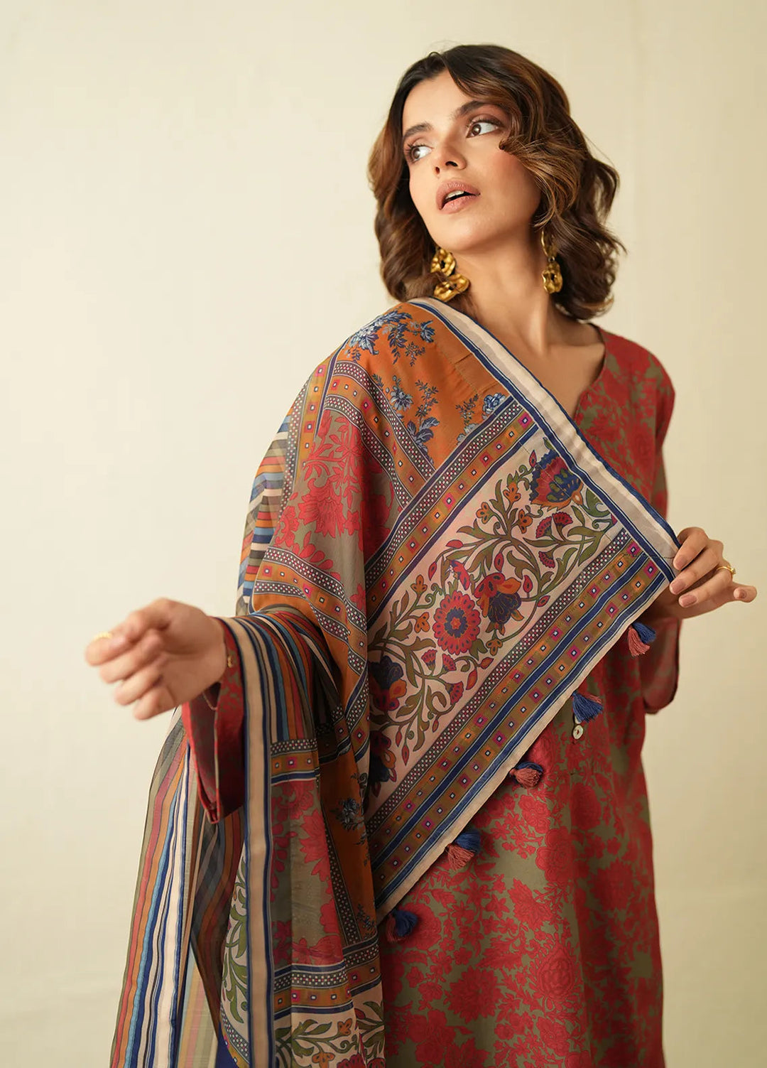 Ayla Studio Pret Printed Poly Viscose 2 Piece Suit PES240112 Sage