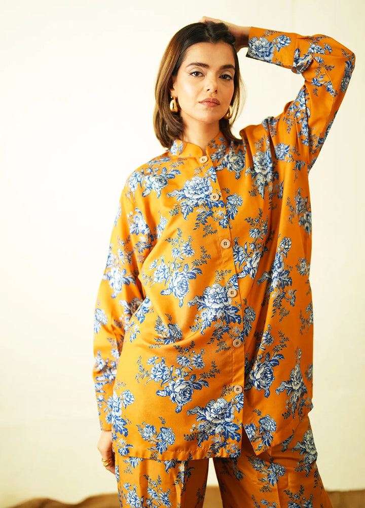 Ayla Studio Pret Printed Poly Viscose 2 Piece Suit PES240127 Saffron Yellow