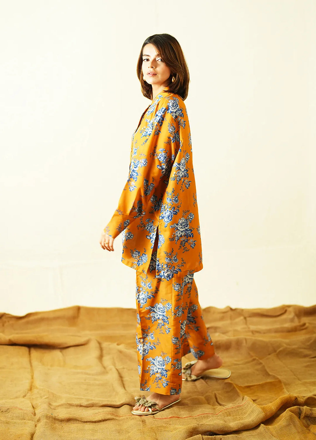 Ayla Studio Pret Printed Poly Viscose 2 Piece Suit PES240127 Saffron Yellow