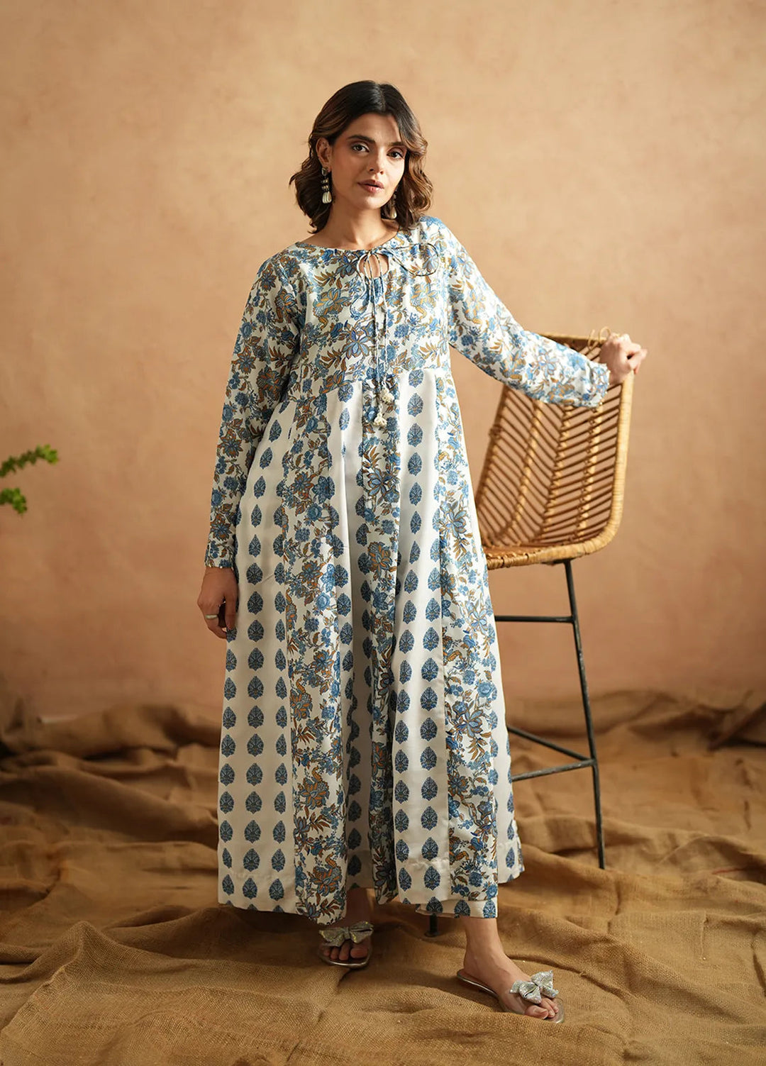 Ayla Studio Pret Printed Poly Viscose Kurti PES240106 Blue Bliss