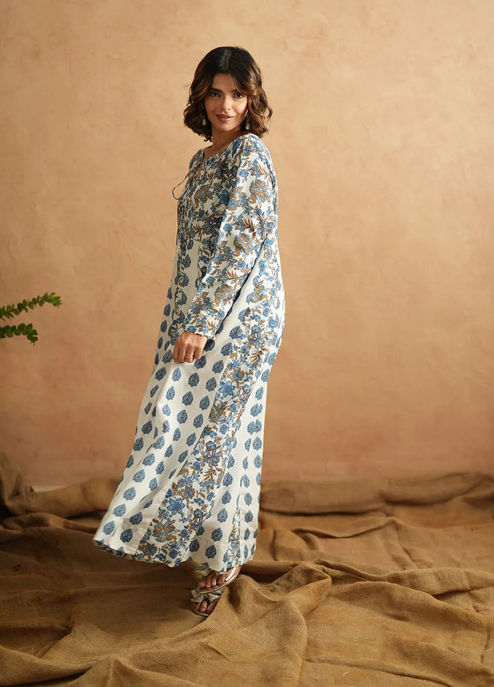 Ayla Studio Pret Printed Poly Viscose Kurti PES240106 Blue Bliss