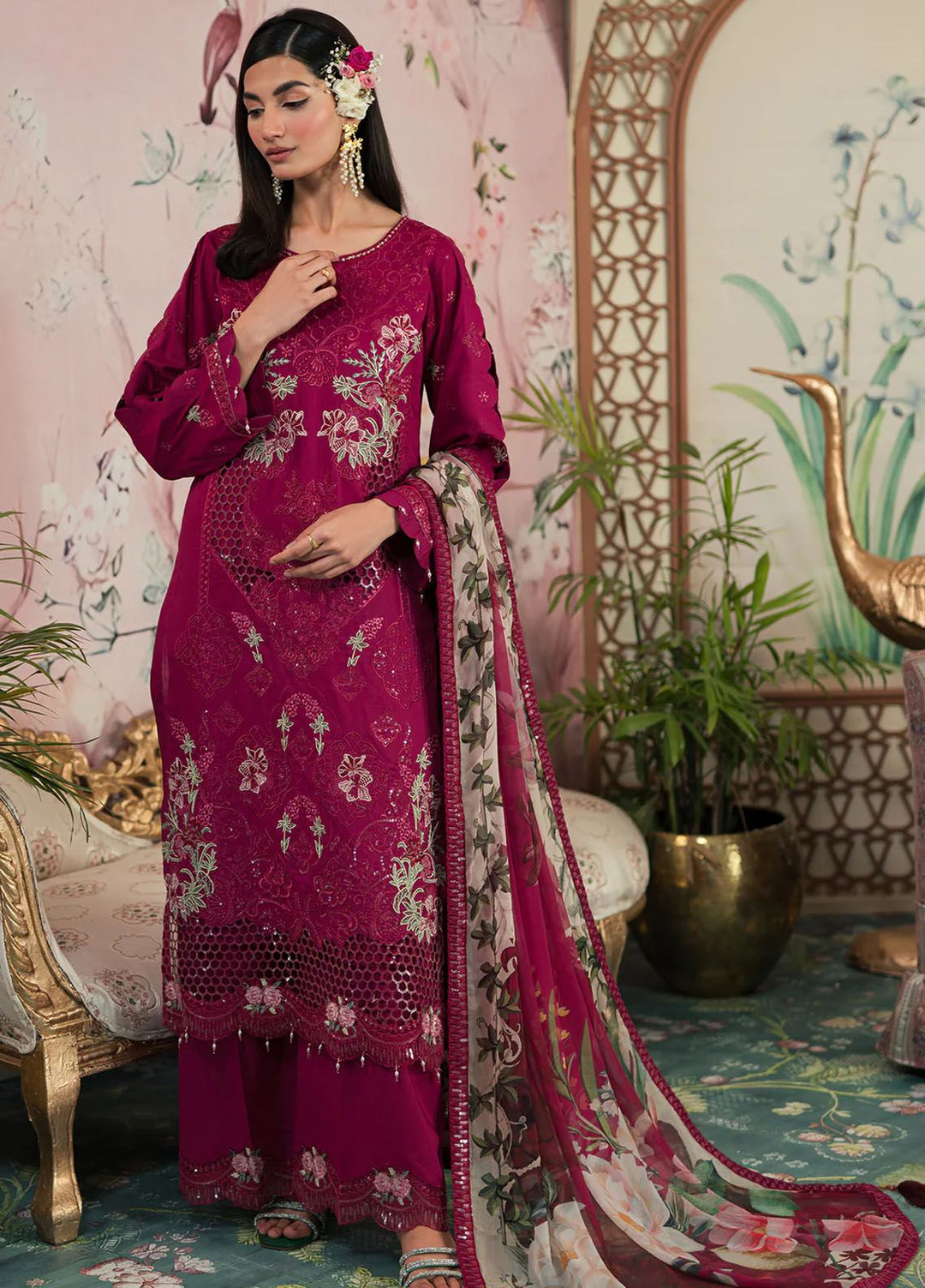 Ayra By Emaan Adeel Embroidered Lawn Suit Unstitched 3 Piece EA24AL AR-04 - Luxury Summer Collection