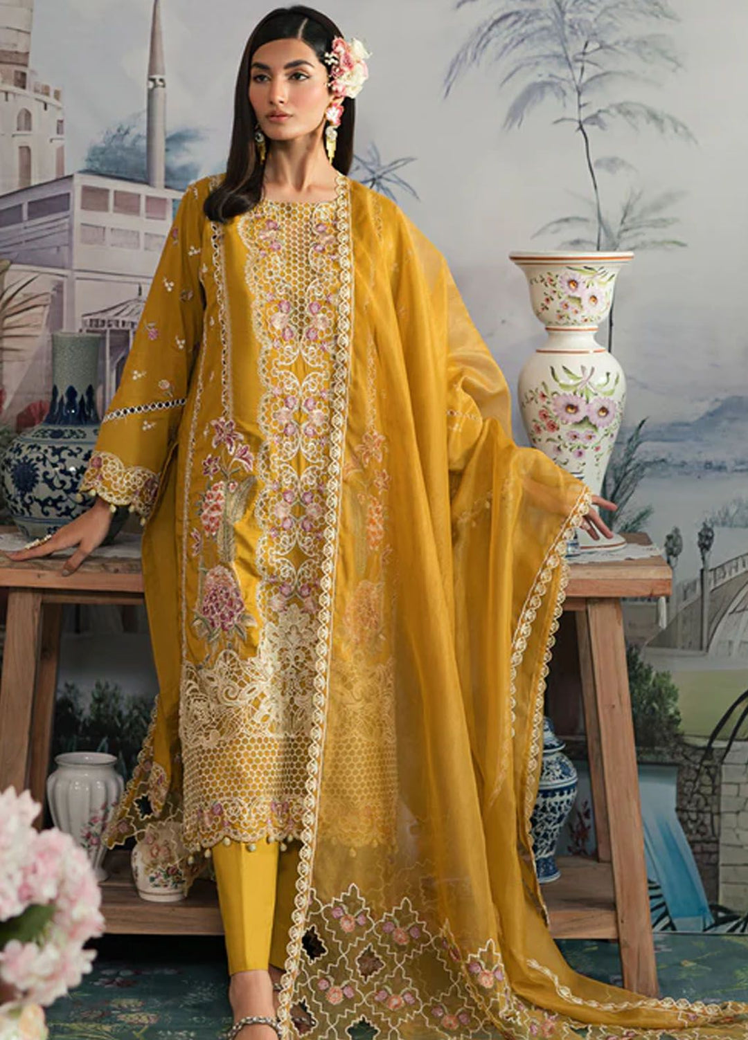 Ayra By Emaan Adeel Embroidered Lawn Suit Unstitched 3 Piece EA24AL AR-06 - Luxury Summer Collection