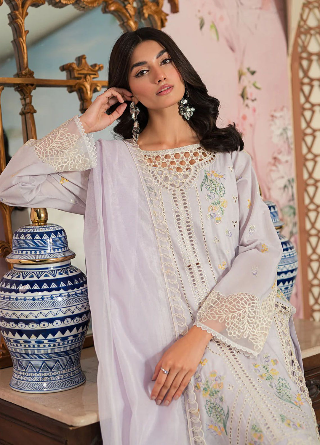 Ayra By Emaan Adeel Embroidered Lawn Suit Unstitched 3 Piece EA24AL AR-10 - Luxury Summer Collection