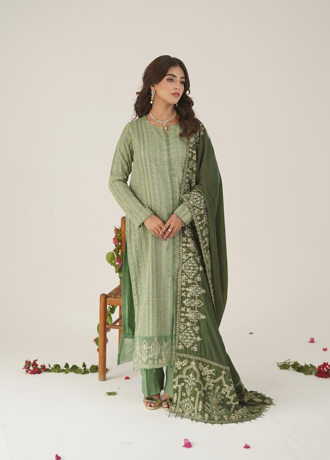 Ayra by Muraad Embroidered Raw Silk Suits Unstitched 3 Piece MU22AR A-001 Mirha - Luxury Winter Collection