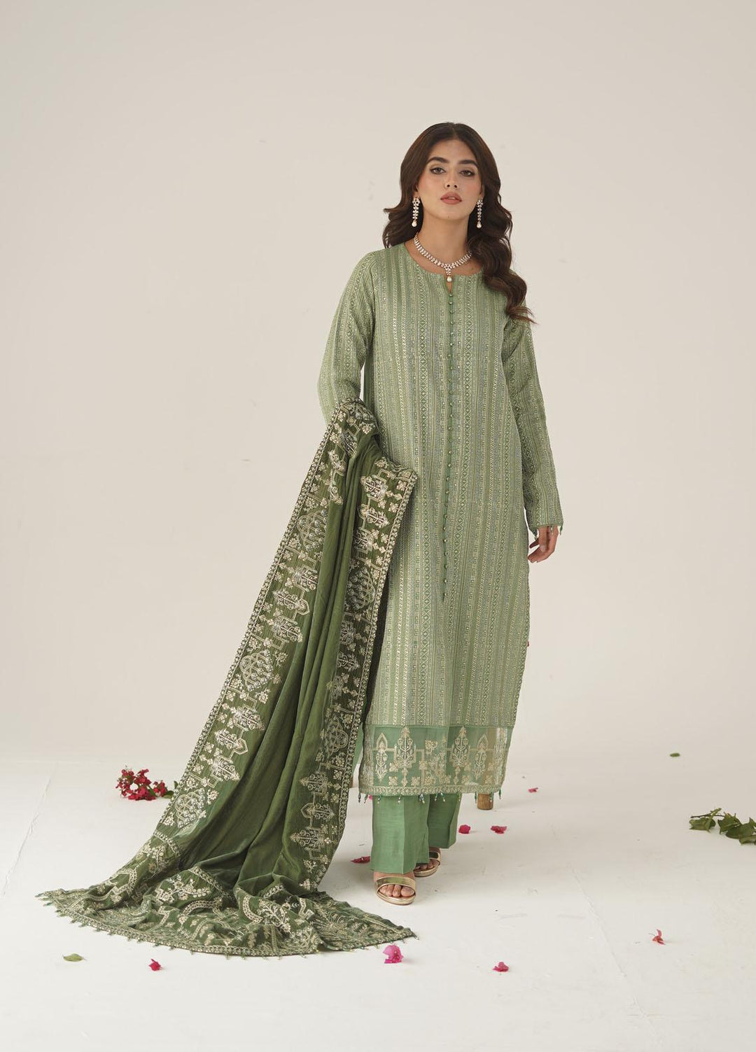 Ayra by Muraad Embroidered Raw Silk Suits Unstitched 3 Piece MU22AR A-001 Mirha - Luxury Winter Collection