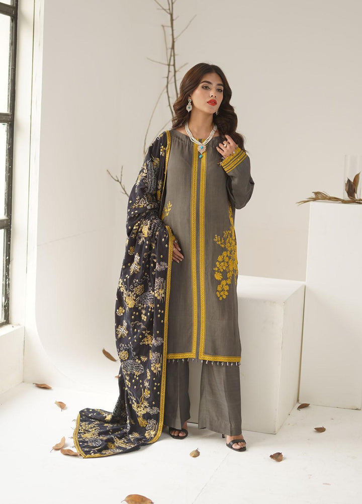 Ayra by Muraad Embroidered Raw Silk Suits Unstitched 3 Piece MU22AR A-003 Mahnum - Luxury Winter Collection
