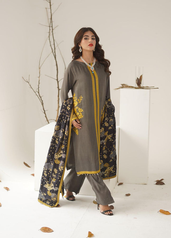 Ayra by Muraad Embroidered Raw Silk Suits Unstitched 3 Piece MU22AR A-003 Mahnum - Luxury Winter Collection