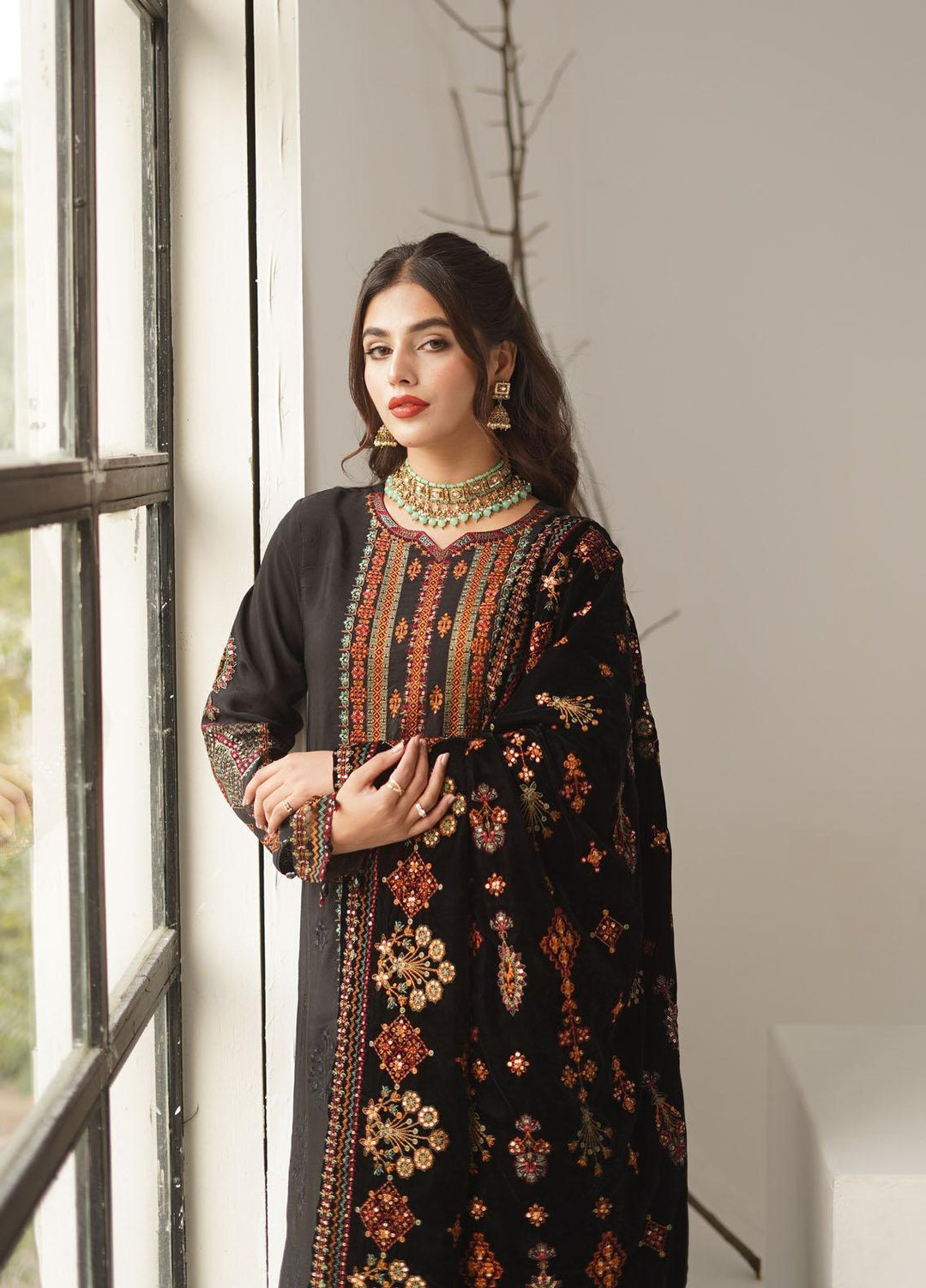 Ayra by Muraad Embroidered Raw Silk Suits Unstitched 3 Piece MU22AR A-004 Ghazal - Luxury Winter Collection