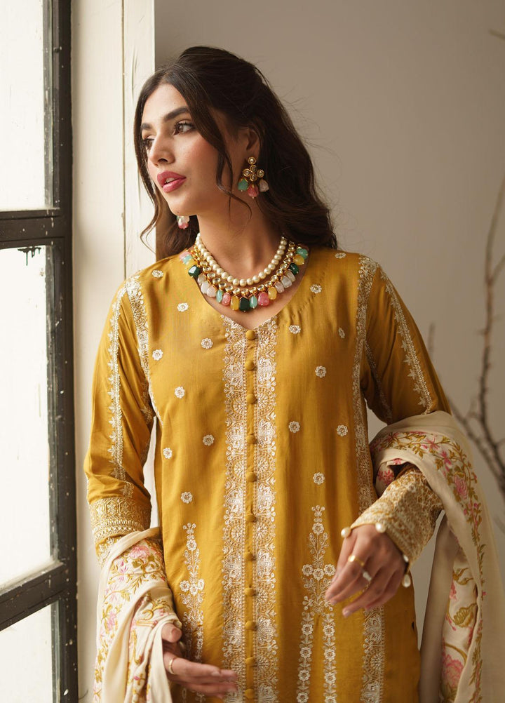 Ayra by Muraad Embroidered Raw Silk Suits Unstitched 3 Piece MU22AR A-005 Arzu - Luxury Winter Collection