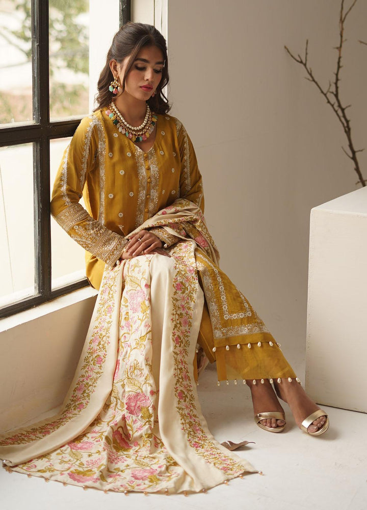 Ayra by Muraad Embroidered Raw Silk Suits Unstitched 3 Piece MU22AR A-005 Arzu - Luxury Winter Collection