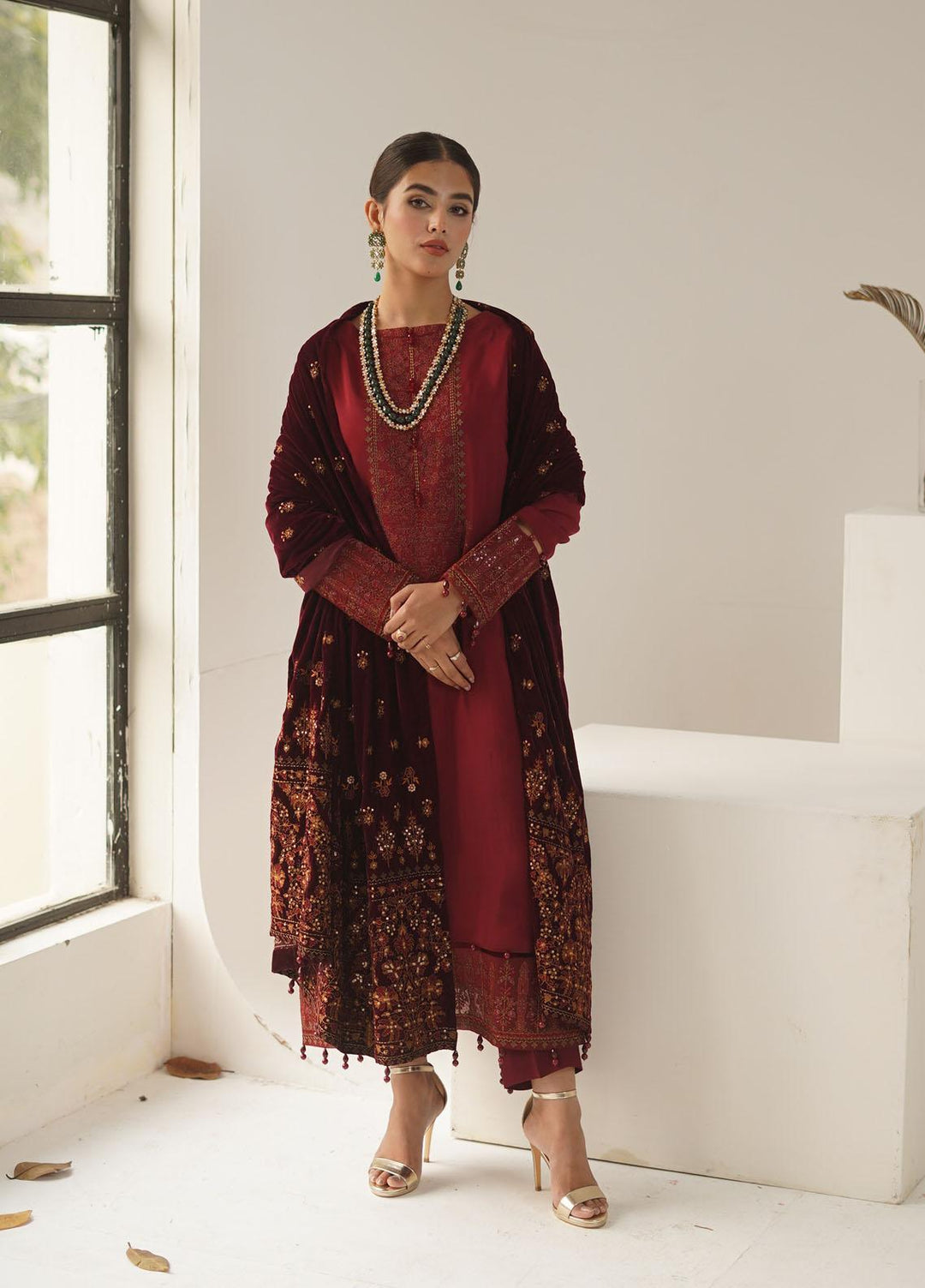 Ayra by Muraad Embroidered Raw Silk Suits Unstitched 3 Piece MU22AR A-006 Jahan Ara - Luxury Winter Collection