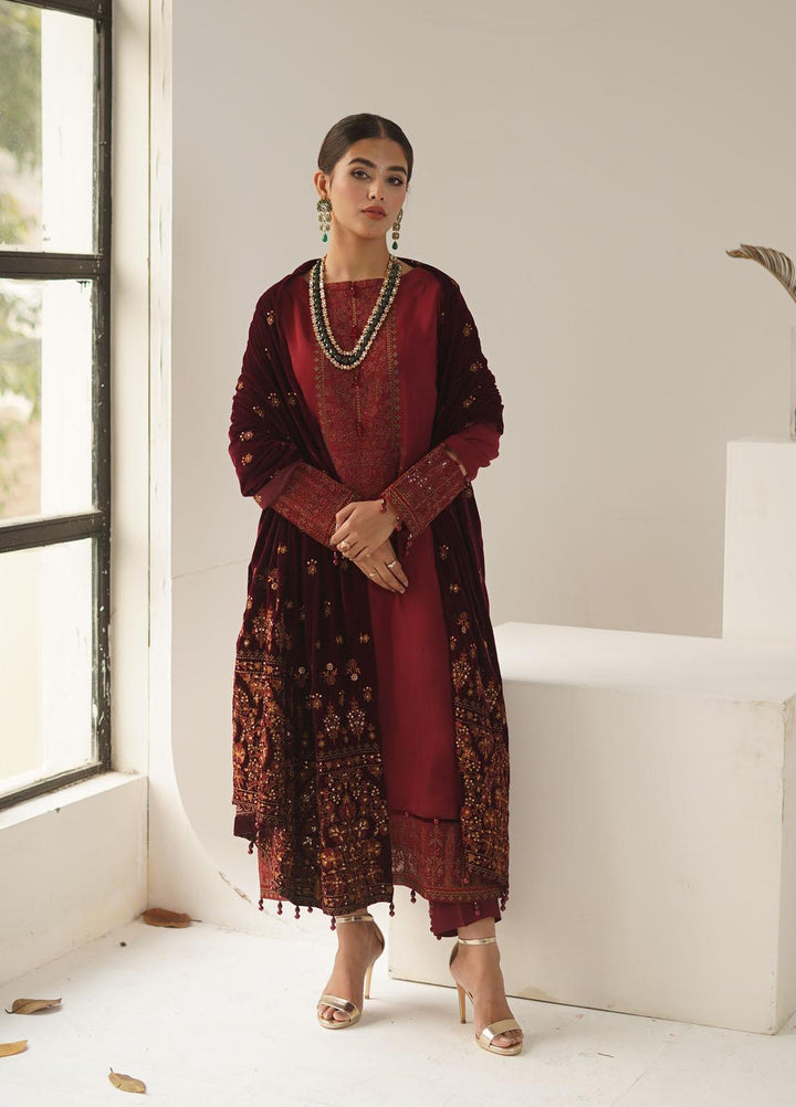 Ayra by Muraad Embroidered Raw Silk Suits Unstitched 3 Piece MU22AR A-006 Jahan Ara - Luxury Winter Collection