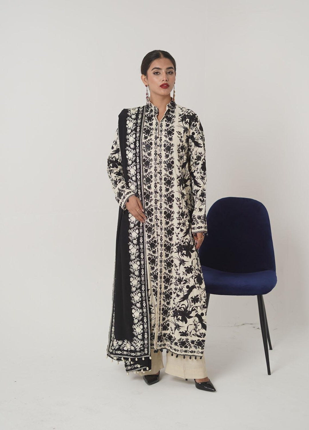 Ayra by Muraad Embroidered Raw Silk Suits Unstitched 3 Piece MU22AR A-008 Eyleen - Luxury Winter Collection