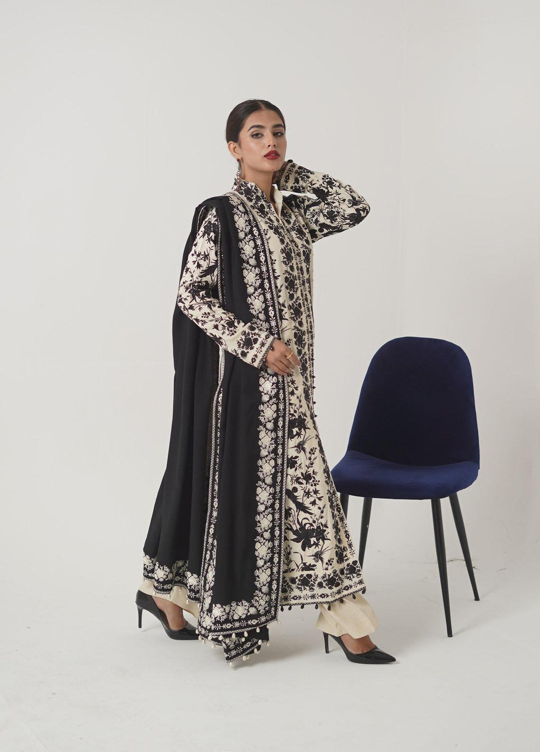 Ayra by Muraad Embroidered Raw Silk Suits Unstitched 3 Piece MU22AR A-008 Eyleen - Luxury Winter Collection