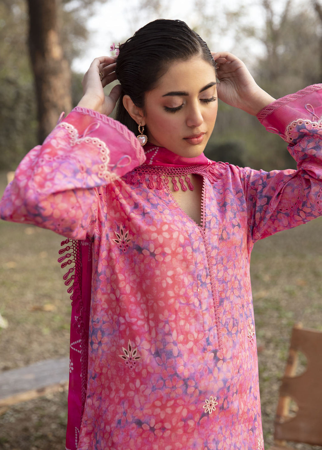 Ayzel By Afrozeh Embroidered Lawn Suits Unstitched 3 Piece AAF24SD AZL-V1-01 Sweet Pea - Summer Collection