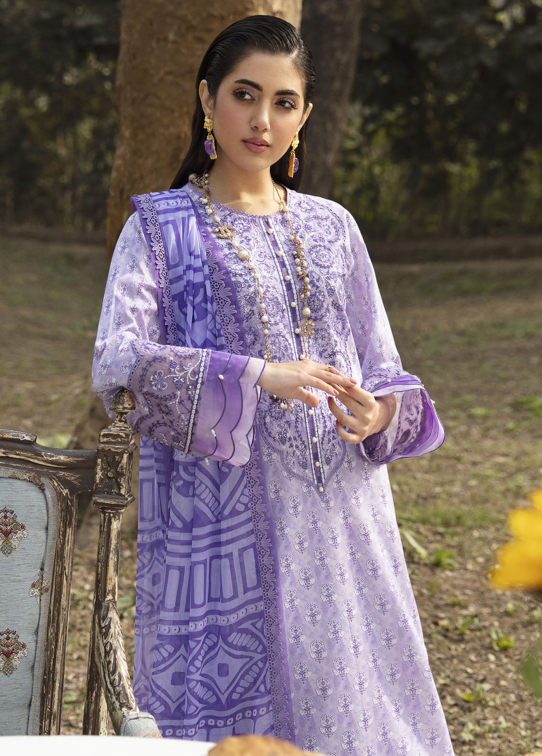 Ayzel By Afrozeh Embroidered Lawn Suits Unstitched 3 Piece AAF24SD AZL-V1-07 Freesia - Summer Collection