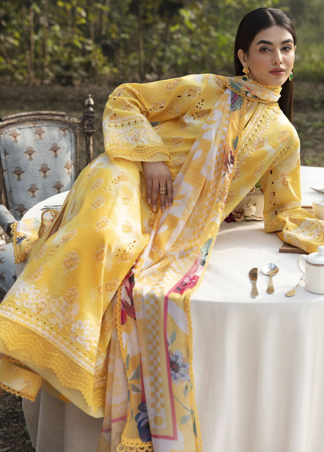 Ayzel By Afrozeh Embroidered Lawn Suits Unstitched 3 Piece AAF24SD AZL-V1-10 Daffodil - Summer Collection