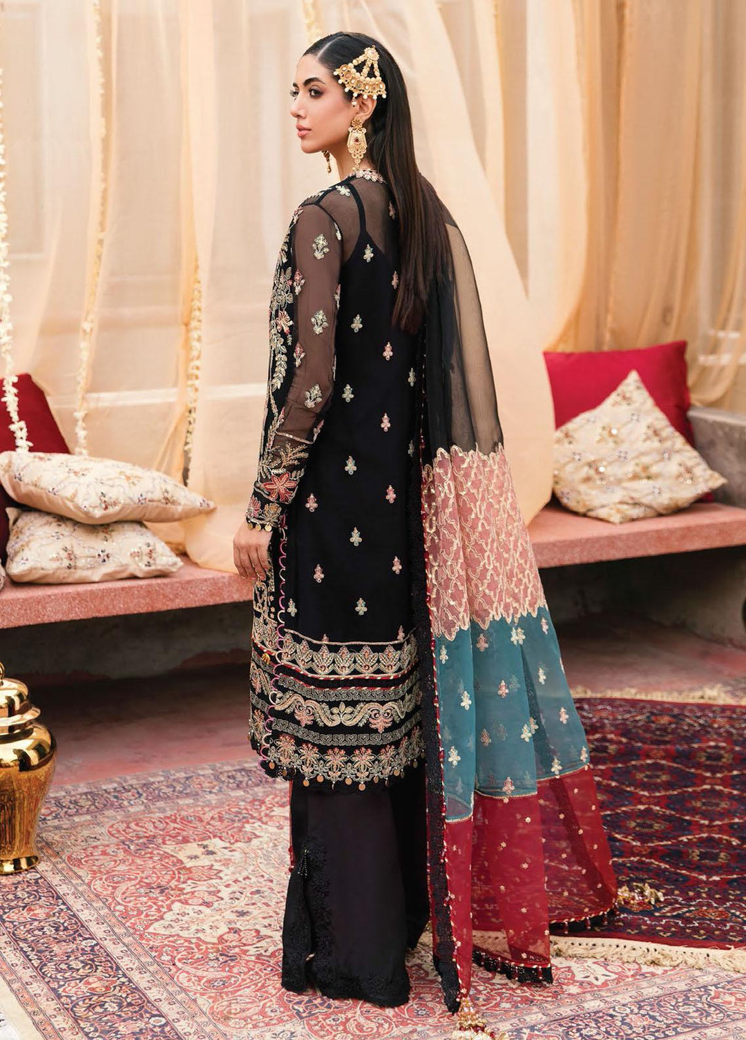 Ayzel By Afrozeh Embroidered Chiffon Suits Unstitched 3 Piece AF22A Arash - Luxury Collection