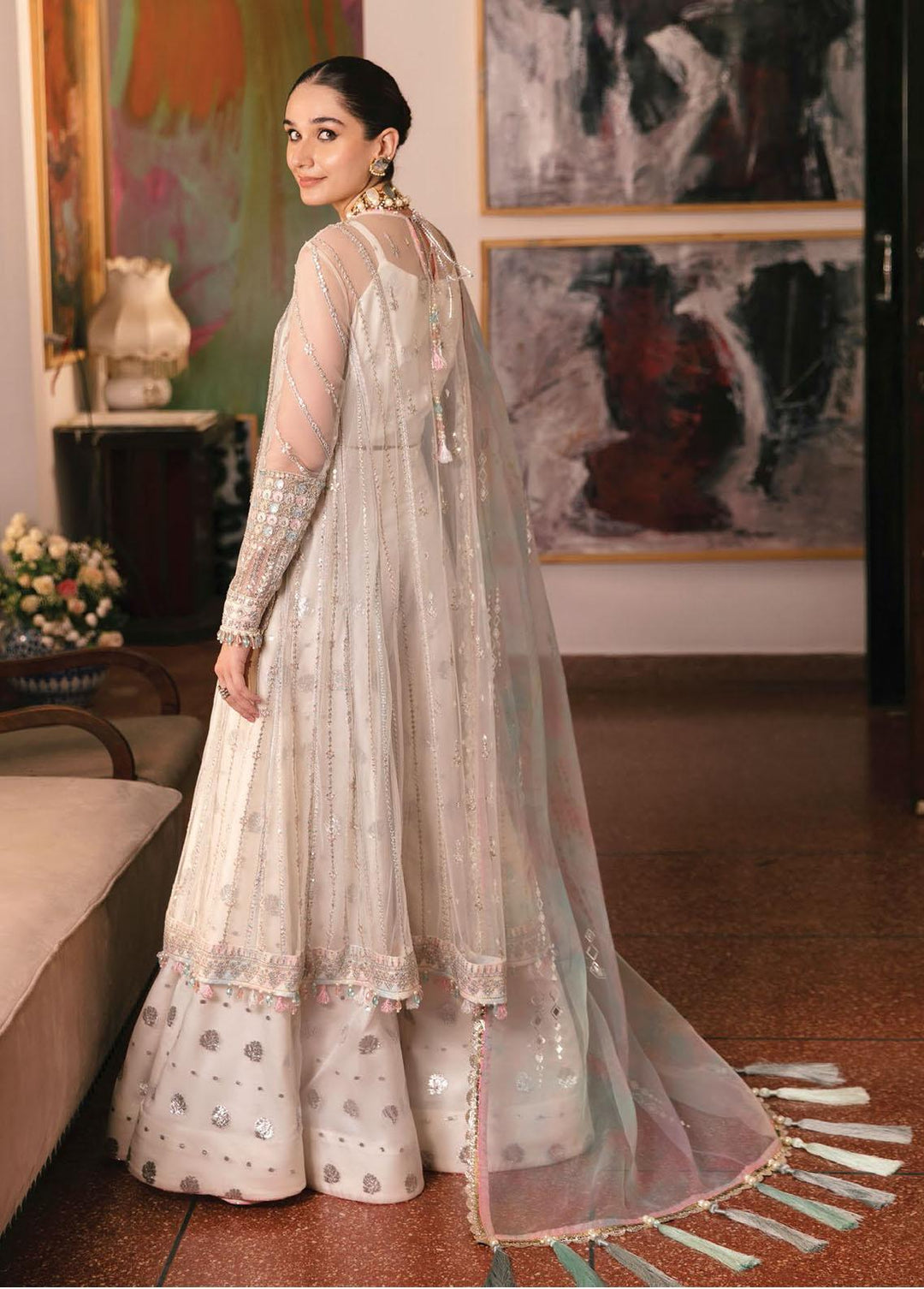 Ayzel By Afrozeh Embroidered Chiffon Suits Unstitched 3 Piece AF22A Ayina - Luxury Collection