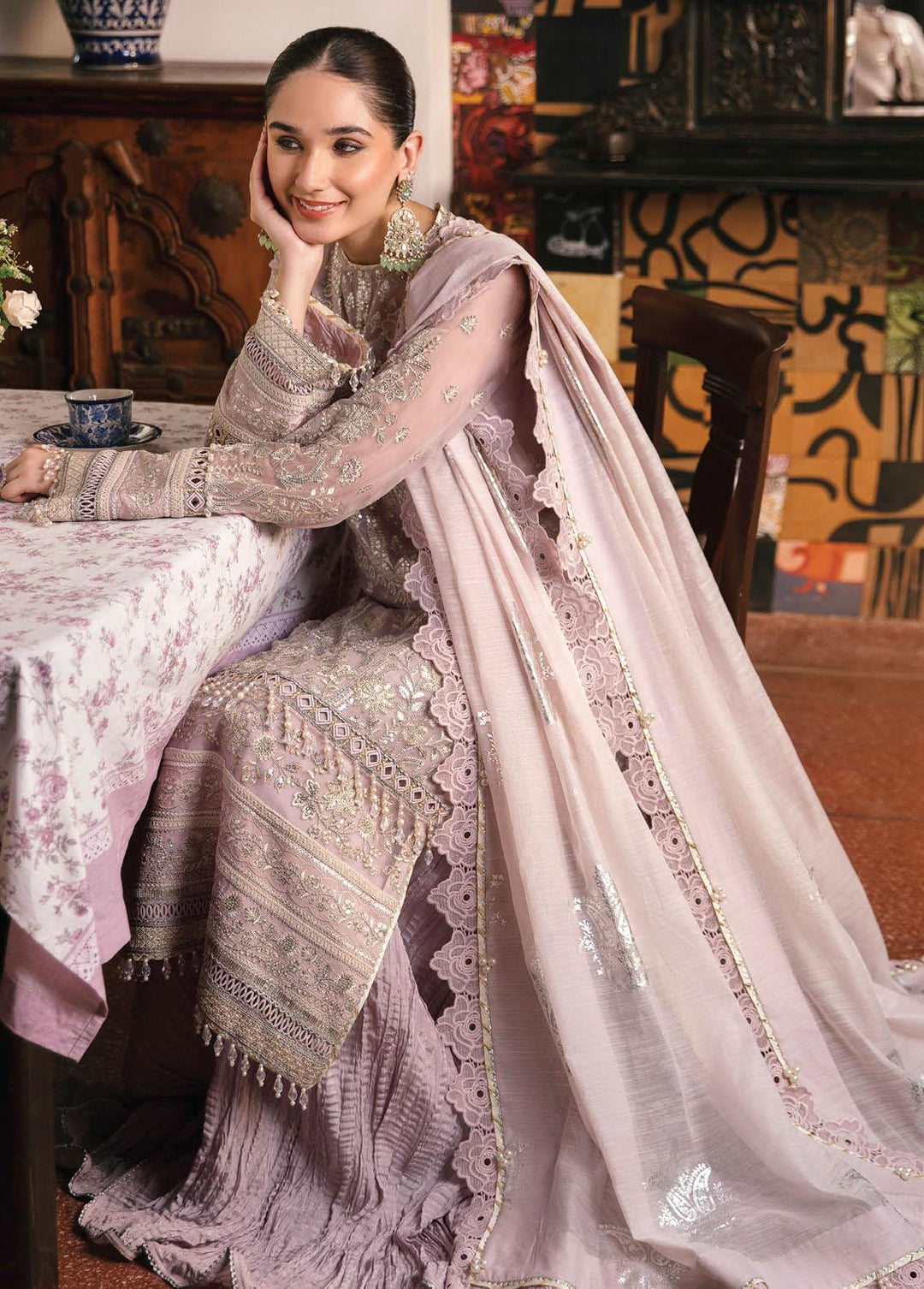 Ayzel By Afrozeh Embroidered Chiffon Suits Unstitched 3 Piece AF22A Elaheh - Luxury Collection