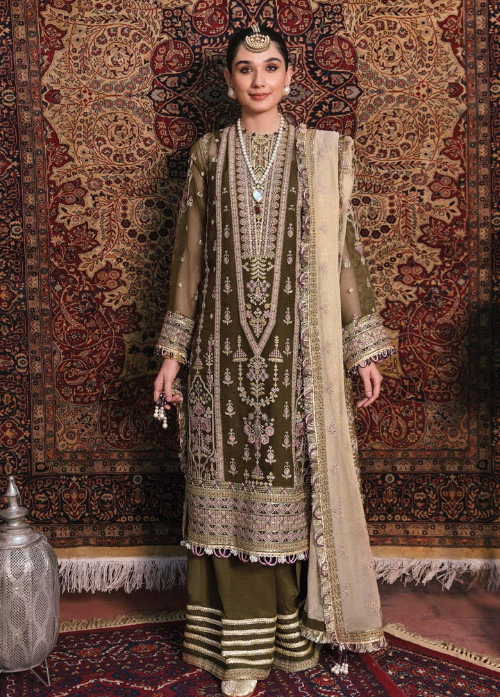 Ayzel By Afrozeh Embroidered Chiffon Suits Unstitched 3 Piece AF22A Senjed - Luxury Collection